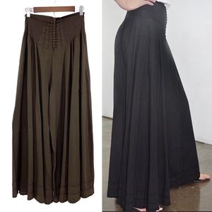Luna Luz Palazzo Wide Leg Flowy Culotte Pants Brown Size Medium